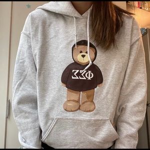 Gray teddy bear hoodie
